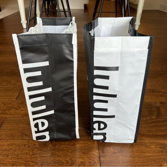 lululemon Large Shopping Reusable Tote Bag Bundle of 2 Snap Closure - Picture 2 of 6